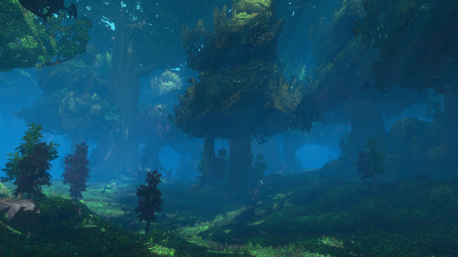 A blue-green forest in World of Warcraft: Forever